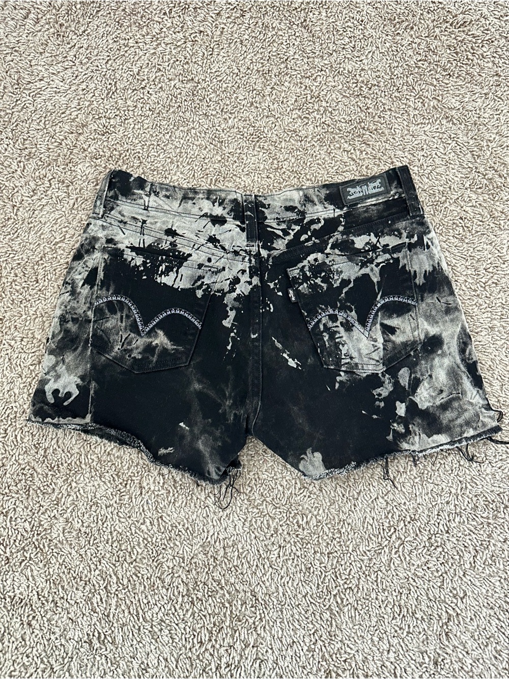 Black and Gray Tie-Dye Levi Women Shorts